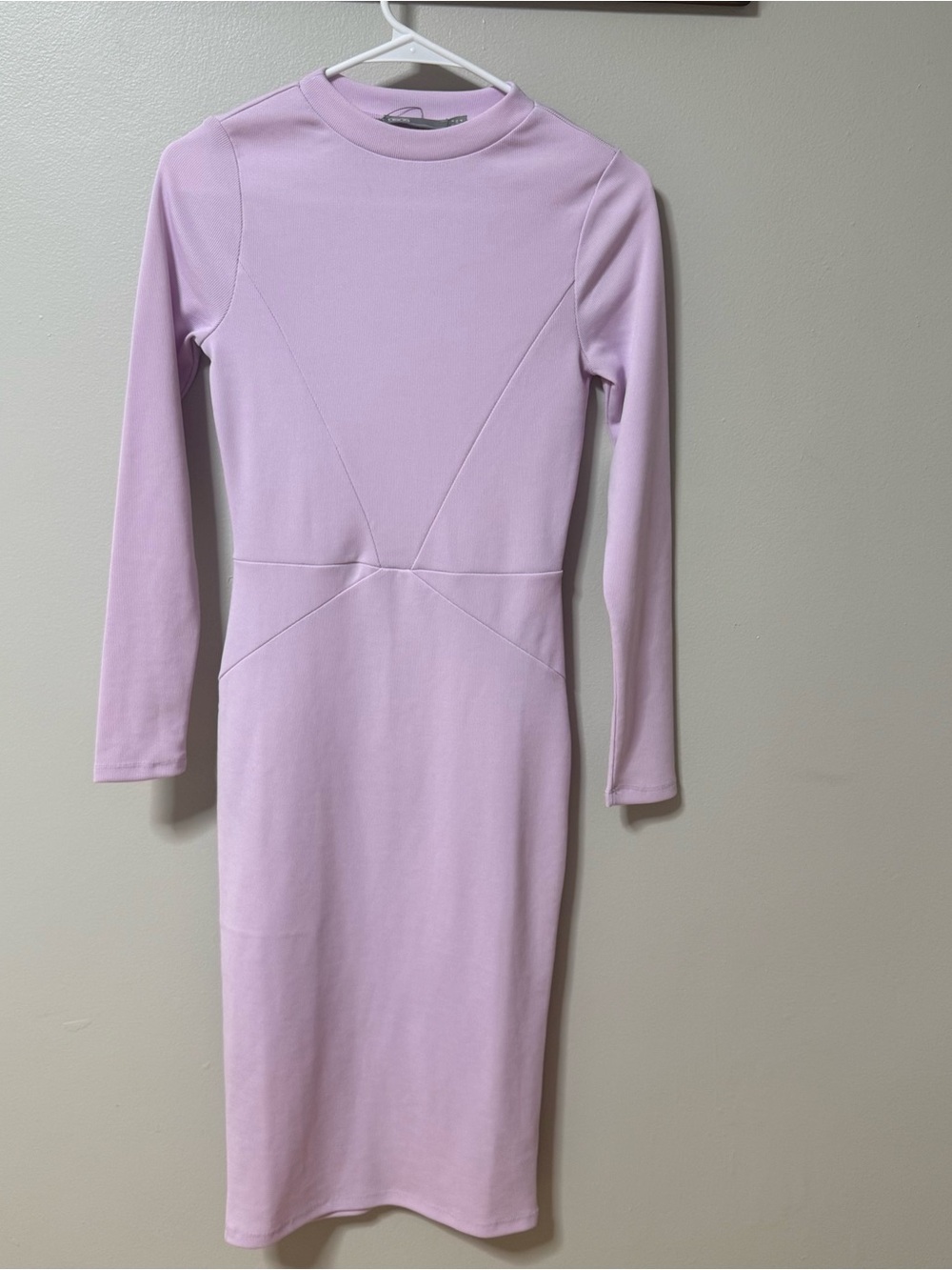 ASOS Lilac Midi Ribbed Knit Dress 4 Long Sleeve